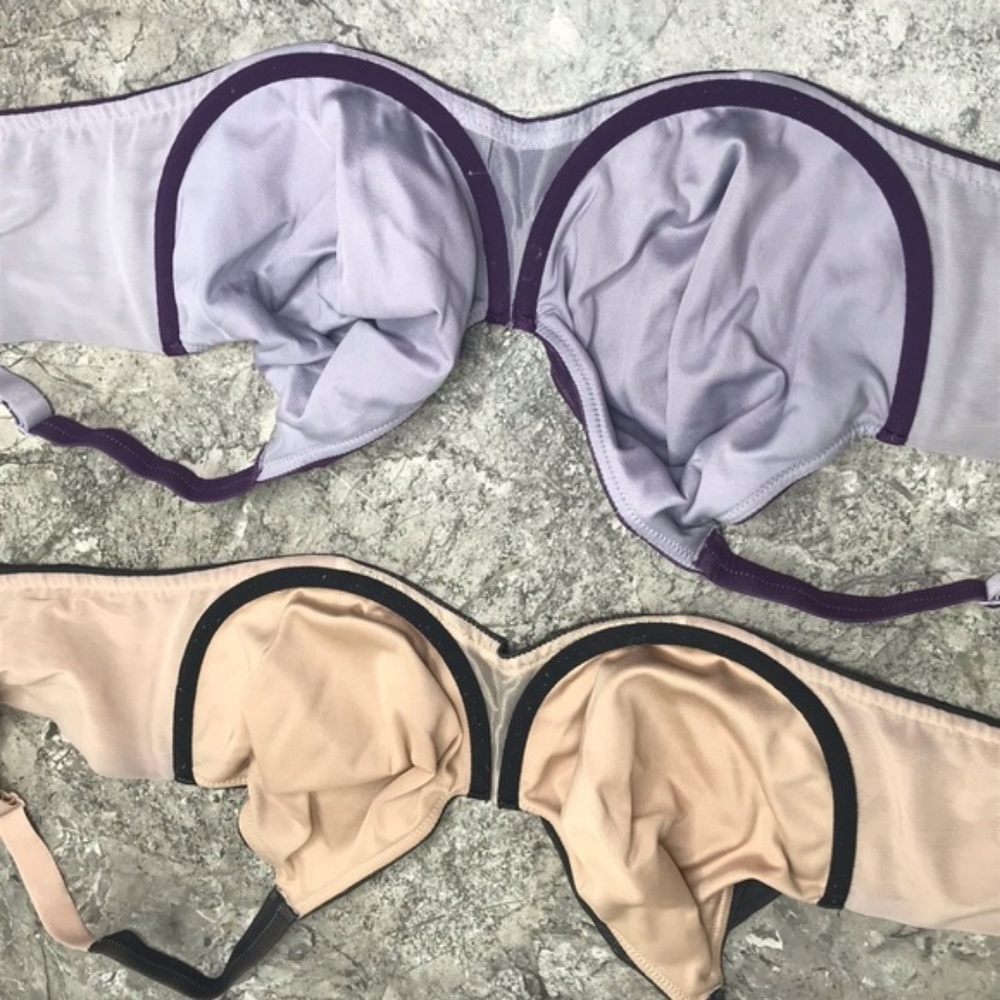 2 Lace Unlined Full Coverage Bra Bundle 38D Purple - Picture 4 of 7